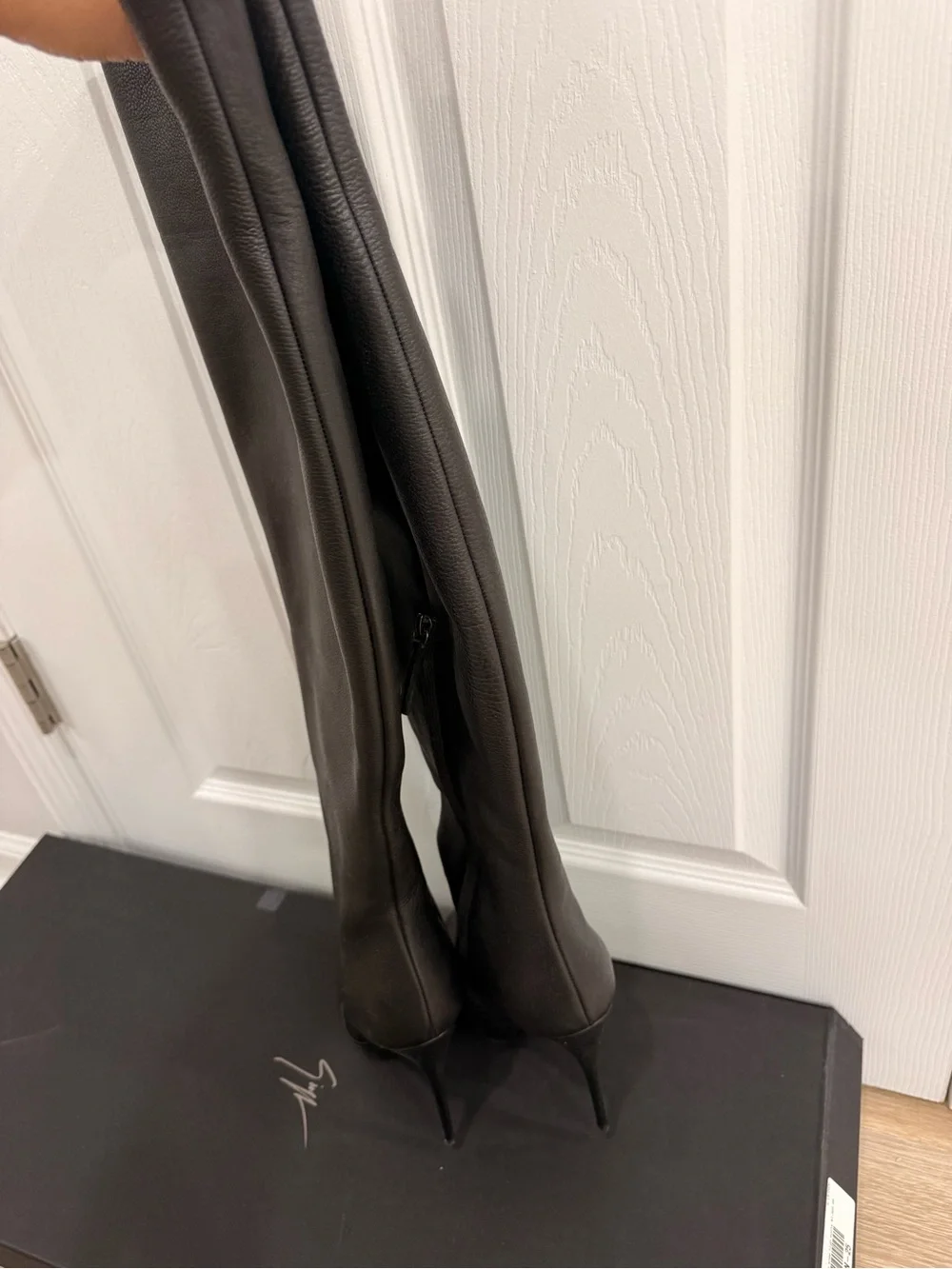 Giuseppe Zanotti Olinda Kiry Black Over-the-Knee Pointed-Toe Stiletto Boots
